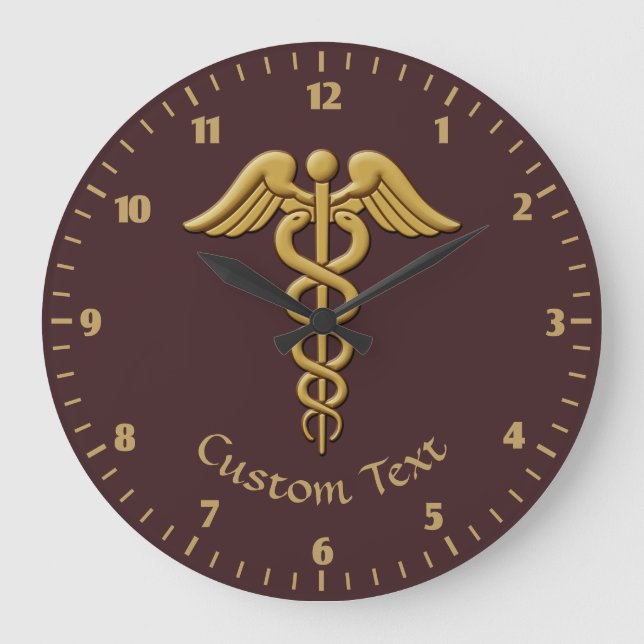 Reloj Redondo Grande Caduceus dorado (Anverso)