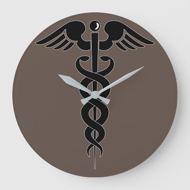 Reloj Redondo Grande caduceus-medicina-símbolo-médico-logo (Anverso)