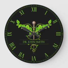Reloj Redondo Grande Caducto médico alternativo holístico hojas verdes