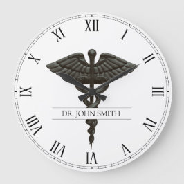 Reloj Redondo Grande Caducto médico simple profesional Blanco negro