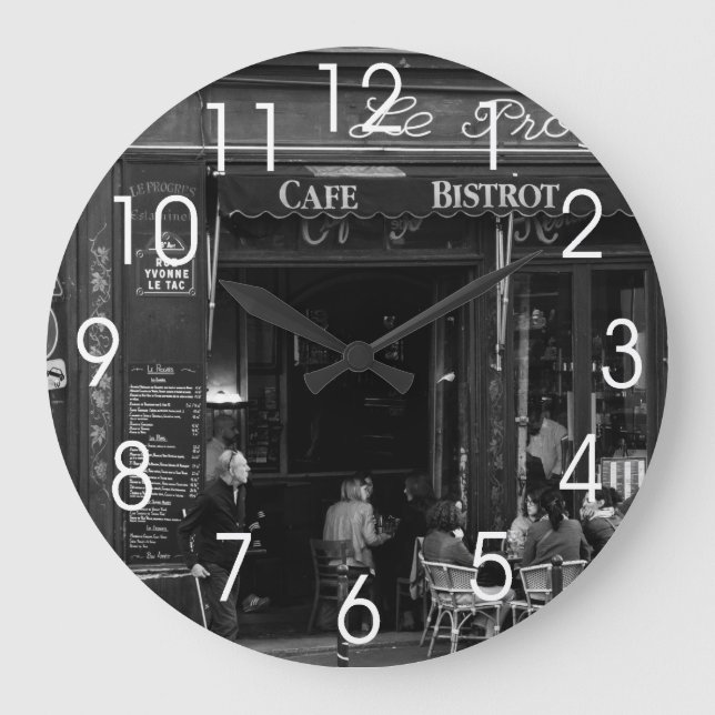 Reloj Redondo Grande Café blanco y negro en Montmartre, París (Anverso)