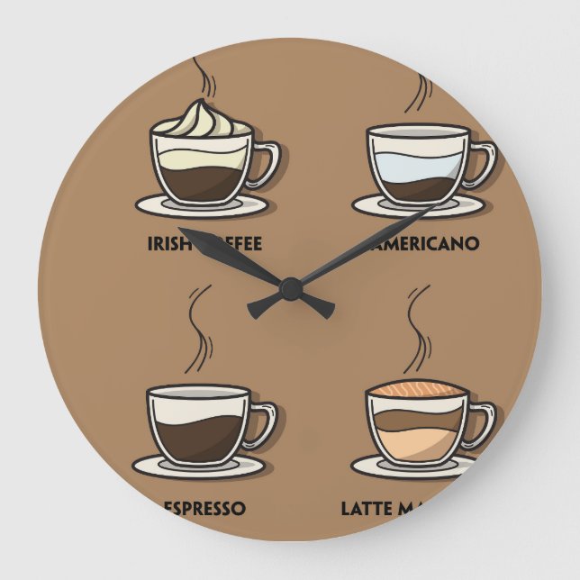 Reloj Redondo Grande Café caliente (Anverso)
