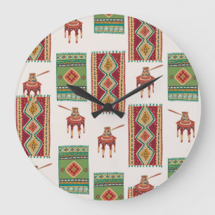 Reloj Redondo Grande Café de alfombras de Estambul: Patrón de cosecha