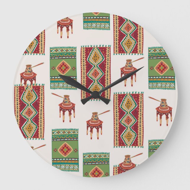 Reloj Redondo Grande Café de alfombras de Estambul: Patrón de cosecha (Anverso)