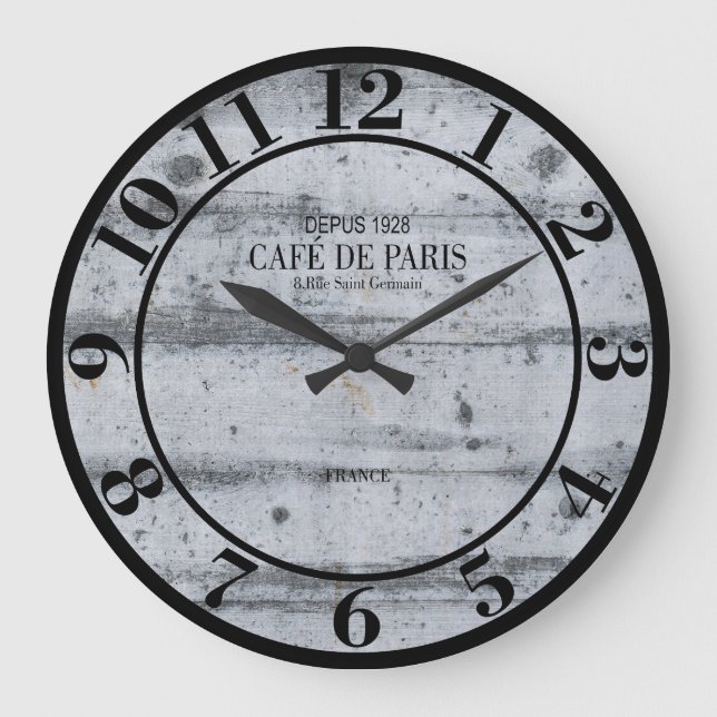 Reloj Redondo Grande Cafe De Paris France Simulated Wood Plank (Anverso)