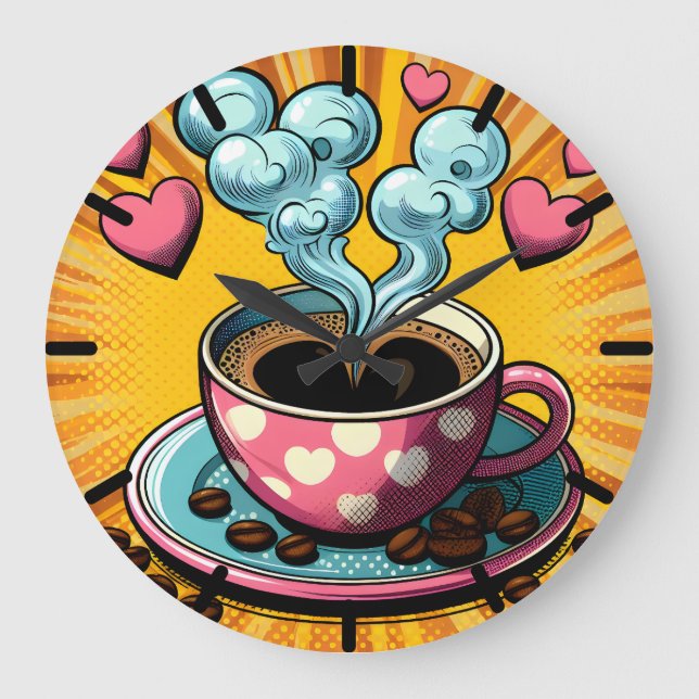 Reloj Redondo Grande Café Lover Coffee Shop o Café Clock (Anverso)