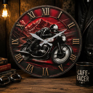 Reloj Redondo Grande Cafe Racer Motorcycle Vintage Speed Racing Garage 
