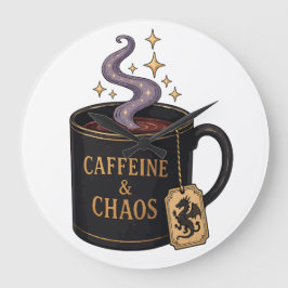 Reloj Redondo Grande Cafeína y Caos