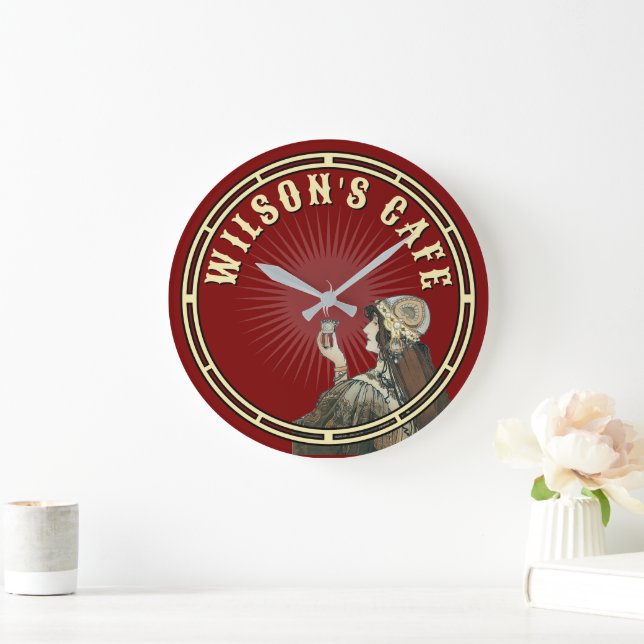 Reloj Redondo Grande Cafetería Art Nouveau de la era victoriana (Hogar)