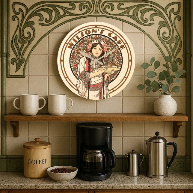 Reloj Redondo Grande Cafetería Art Nouveau Mucha de la era victoriana (Subido por el creador)