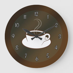 Reloj Redondo Grande Cafetería Coffee Cup Coffee Shop Clock de pared re