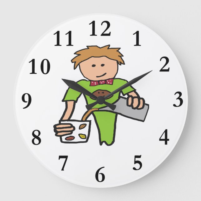 Reloj Redondo Grande Cafetería de Barista (Anverso)