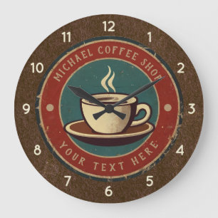 Reloj Redondo Grande Cafetería de Negocios Personalizada - Barra de Caf