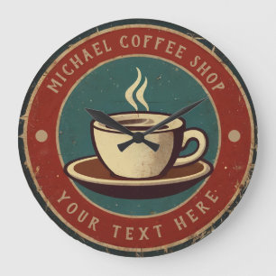 Reloj Redondo Grande Cafetería de negocios personalizada - Café
