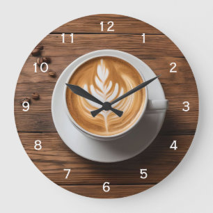 Reloj Redondo Grande Cafetería Latte Cappucccino en Mesa Art