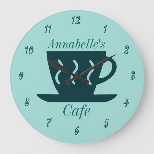 Reloj Redondo Grande Cafetería personalizado o cafetería Diner (Anverso)