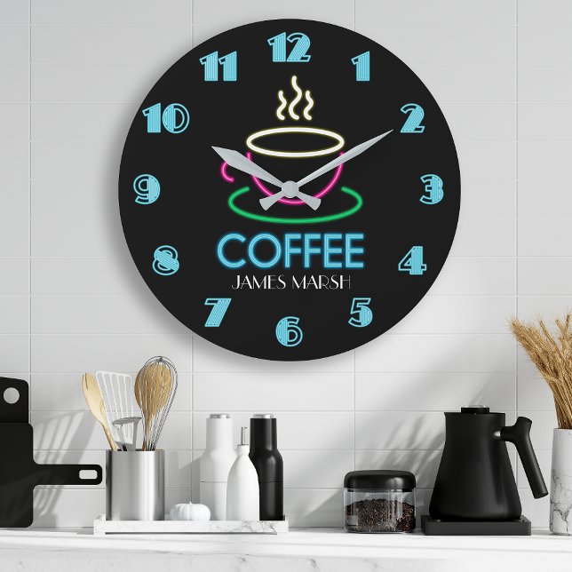 Reloj Redondo Grande Cafetería Retro Neon Rótulo (Subido por el creador)