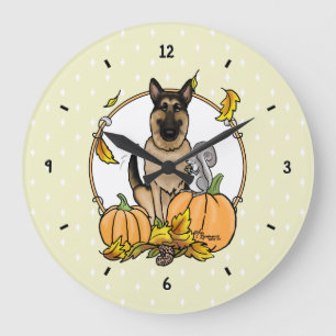 Reloj Redondo Grande Caída Carne de cerdo alemán (moreno negro) Calabaz