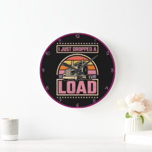 Reloj Redondo Grande Caída De Una Carga" Trucker Pink