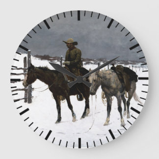 Reloj Redondo Grande Caída del Vaquero Frederic Remington 1895 Occident