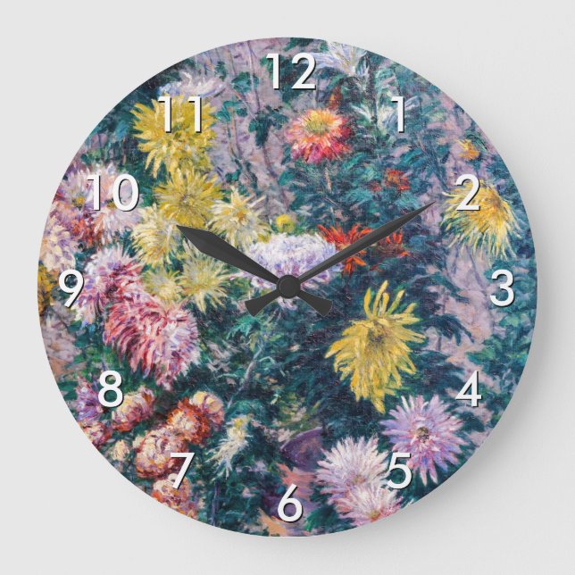 Reloj Redondo Grande Caillebotte - Crisantemo blanco y amarillo (Anverso)