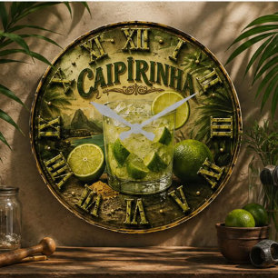 Reloj Redondo Grande Caipirinha Brazilian Cocktail Vintage Bar Decor