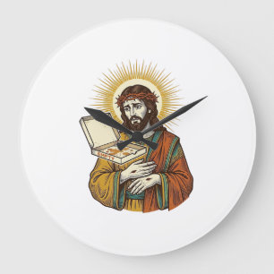 Reloj Redondo Grande Caja de pizza vacía de Jesús nevera traición humor
