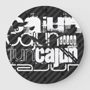 Reloj Redondo Grande Cajún; franjas grises negras y oscuras