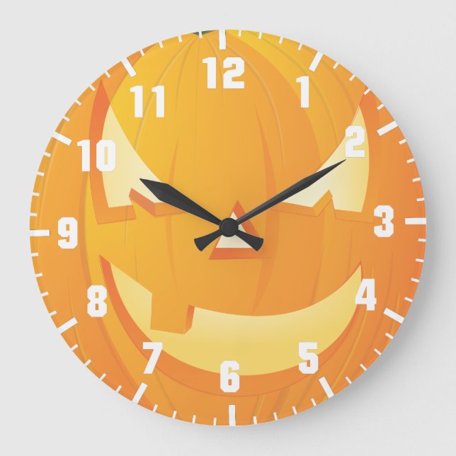 Reloj Redondo Grande calabaza de halloween (Anverso)