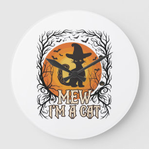 Reloj Redondo Grande Calabaza de Halloween Embrujada Silueta de Fantasm