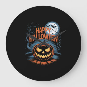 Reloj Redondo Grande Calabaza de Halloween espeluznante