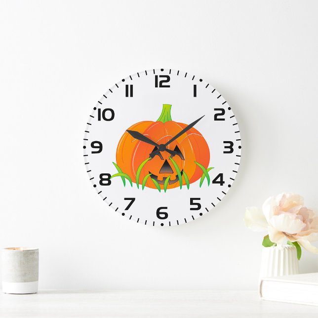 Reloj Redondo Grande Calabaza de Halloween linda Jack-O-Lantern (Subido por el creador)