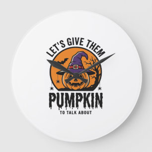 Reloj Redondo Grande Calabaza de Halloween Sombrero de Bruja Divertido