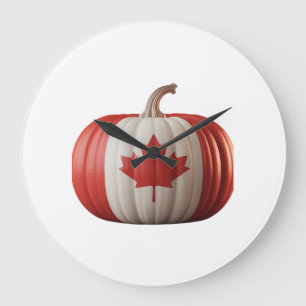 Reloj Redondo Grande Calabaza de hoja de arce de bandera canadiense Acc