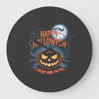 Reloj Redondo Grande Calabaza de Jack espeluznante de Halloween