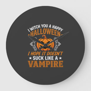 Reloj Redondo Grande Calabaza de vampiro divertida de Halloween
