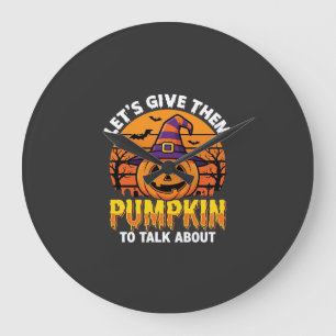 Reloj Redondo Grande Calabaza Divertida Diseño de Juego de Palabras de 
