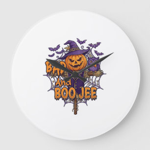 Reloj Redondo Grande Calabaza Espantapájaros Búho Morado Murciélagos Ma