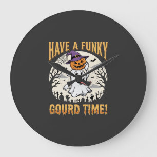 Reloj Redondo Grande Calabaza Fantasma de Halloween Funky
