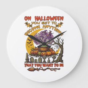 Reloj Redondo Grande Calabaza Fantasma Gato Caldero Cualquier Cosa Hall