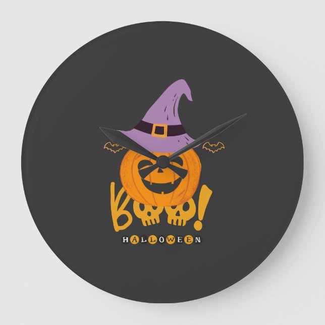 Reloj Redondo Grande Calabaza malvada (Anverso)