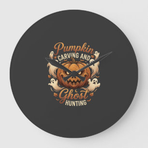 Reloj Redondo Grande Calabaza Tallada Caza de Fantasmas Halloween Terro