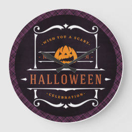Reloj Redondo Grande Calabaza te desea un asustado Halloween