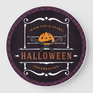 Reloj Redondo Grande Calabaza te desea un asustado Halloween