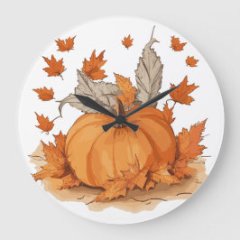 Reloj Redondo Grande Calabaza y hojas