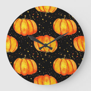 Reloj Redondo Grande Calabazas acuáticas de otoño, impresión de Hallowe