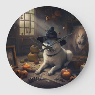 Reloj Redondo Grande Calabazas Akita Halloween de Terror