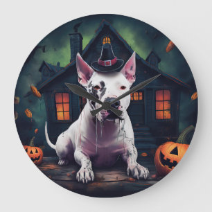 Reloj Redondo Grande Calabazas Bull Terrier Halloween Espeluznantes