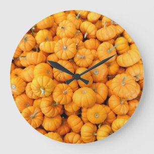Reloj Redondo Grande Calabazas de cosecha de Naranja pequeño