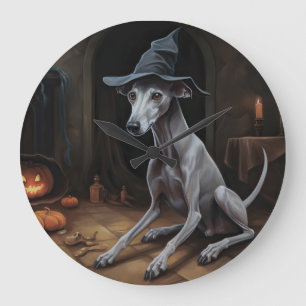 Reloj Redondo Grande Calabazas de galgo italiano espeluznantes de Hallo